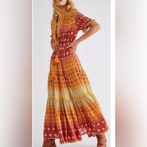 Anthropologie Orange Maxi Dress